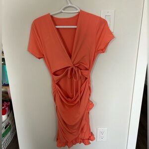 Coral twist tie dress